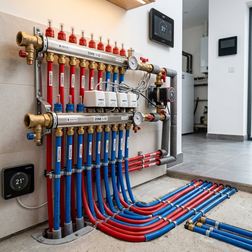 Modern Floor-Heating Manifold Setup