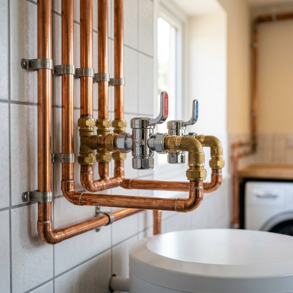 Polished Copper Pipe Installation Detail